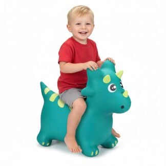 Curvaso Animal Bouncy Hopper with Pump | Inflatable Ride-On Toy for Kids & Toddlers with Easy-Grip Ears, Indoor & Outdoor Safe | Dino Green