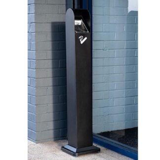 Curvaso Heavy Duty Metal Outdoor Waste Bin | 110cm Tall Commercial Freestanding Trash Can with Key Lock | Black