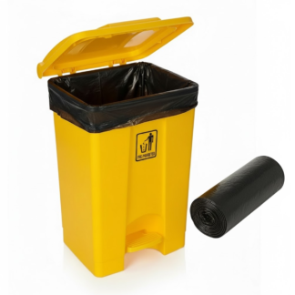 Curvaso Premium 45L Yellow Foot Pedal Bin with Bin Bags | Hands-Free Step On Waste Dustbin for Kitchen, Home, Office & Commercial Use