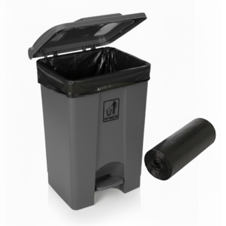 Curvaso Premium 45L Grey Foot Pedal Bin with Bin Bags | Hands-Free Step On Waste Dustbin for Kitchen, Home, Office & Commercial Use