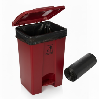 Curvaso Premium 45L Red Foot Pedal Bin with Bin Bags | Hands-Free Step On Waste Dustbin for Kitchen, Home, Office & Commercial Use