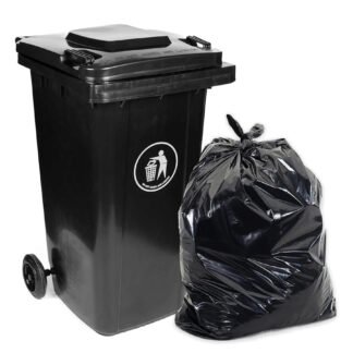 Curvaso 120L Wheelie Bin | Heavy Duty Outdoor Waste Container with Weatherproof Lid & Rubber Wheels | Black