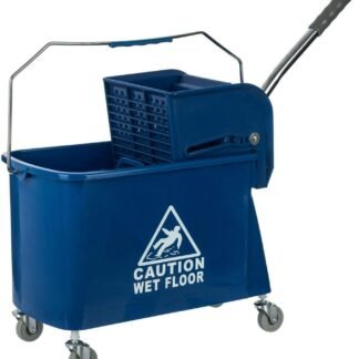 Curvaso 20L Industrial Mop Bucket with Wringer | Heavy Duty Commercial Floor Cleaning Bucket with Wheels (Blue)