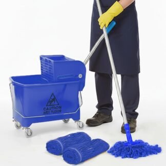 Curvaso 20L Industrial Mop Bucket Set with Wringer | Kentucky Heavy Duty Commercial Floor Cleaning for Home Kitchen Office School Restaurant | Blue