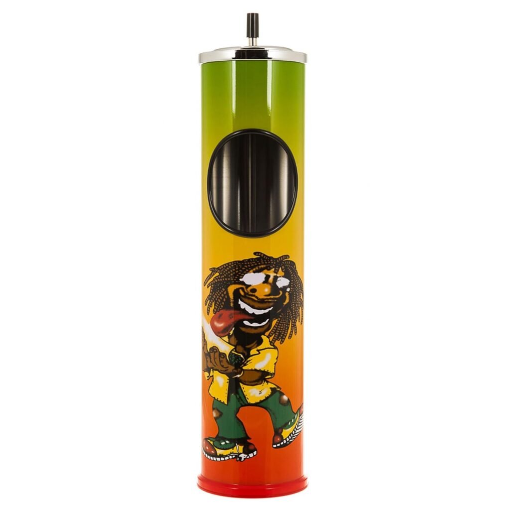 Curvaso Bob Printed Dustbin with Ashtray Stand | Free Standing Cigarette Litter Bin for Indoor & Outdoor Use