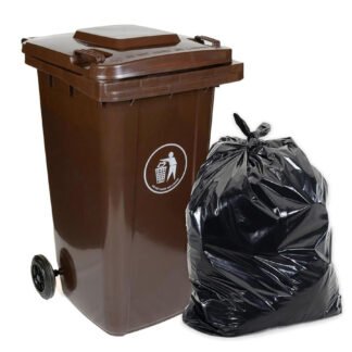 Curvaso 120L Wheelie Bin | Heavy Duty Outdoor Waste Container with Weatherproof Lid & Rubber Wheels | Brown