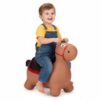 Curvaso Animal Bouncy Hopper with Pump | Inflatable Ride-On Toy for Kids & Toddlers with Easy-Grip Ears, Indoor & Outdoor Safe | Brown Donkey