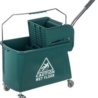 Curvaso 20L Industrial Mop Bucket with Wringer | Heavy Duty Commercial Floor Cleaning Bucket with Wheels (Green)