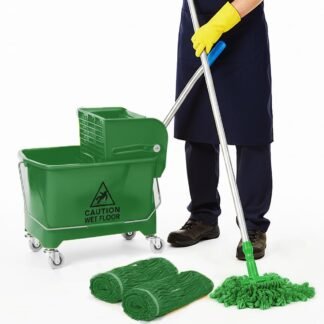 Curvaso 20L Industrial Mop Bucket Set with Wringer | Kentucky Heavy Duty Commercial Floor Cleaning for Home Kitchen Office School Restaurant | Green
