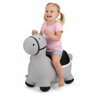 Curvaso Animal Bouncy Hopper with Pump | Inflatable Ride-On Toy for Kids & Toddlers with Easy-Grip Ears, Indoor & Outdoor Safe | Grey Donkey
