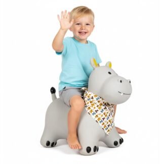 Curvaso Animal Bouncy Hopper with Pump | Inflatable Ride-On Toy for Kids & Toddlers with Easy-Grip Ears, Indoor & Outdoor Safe | Horace The Hippo