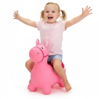 Curvaso Animal Bouncy Hopper with Pump | Inflatable Ride-On Toy for Kids & Toddlers with Easy-Grip Ears, Indoor & Outdoor Safe | Pink Donkey