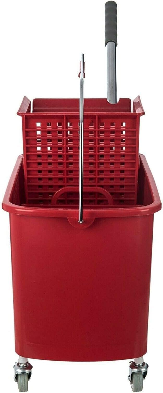 Curvaso 20L Industrial Mop Bucket with Wringer | Heavy Duty Commercial Floor Cleaning Bucket with Wheels (Red) - Image 6