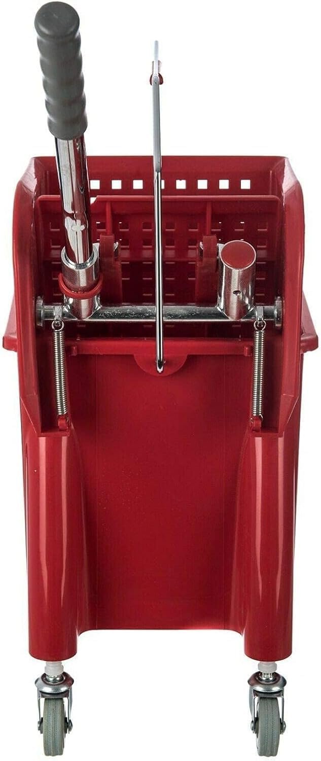 Curvaso 20L Industrial Mop Bucket with Wringer | Heavy Duty Commercial Floor Cleaning Bucket with Wheels (Red) - Image 7