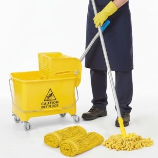 Curvaso 20L Industrial Mop Bucket Set with Wringer | Kentucky Heavy Duty Commercial Floor Cleaning for Home Kitchen Office School Restaurant | Yellow